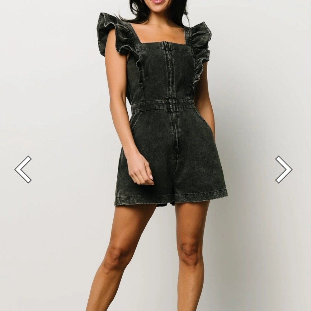Black denim romper size medium. New with tags. Balticborn.